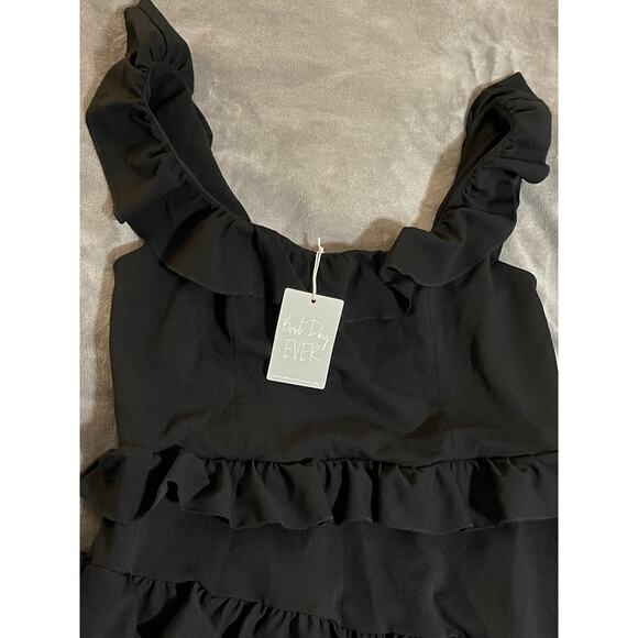 Show Me Your MuMu Black Ruffle Midi Dress - Picture 8 of 12